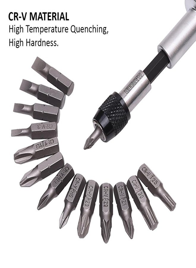 Harden 18Pcs 1/4" X 25mm Bits Set - Slotted, Phillips, Torx and Pozi Bits - Magnetic Head - 550818 - Image 4